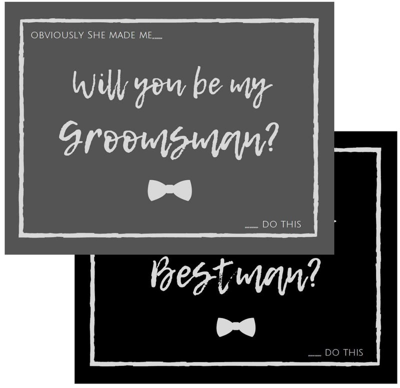 Elcer Will You Be My Groomsman? Will You Be My Best Man? Proposal Cards with Envelopes 10 pack | Groomsmen, Wedding Party Proposal Black and Dark Grey Vintage Rustic Premium Card stock - Image 1